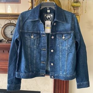 Brand New Michael Kors Admiral Blue Denim Button Up Jean Jacket